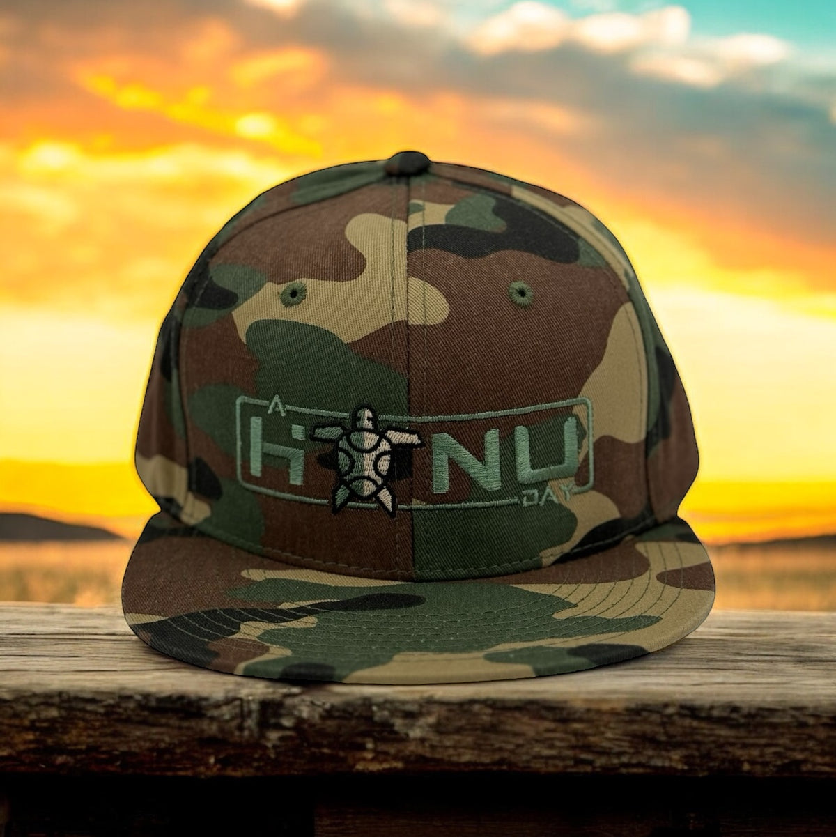 A Honu Day Signature Series Logo Hat -  Camo Green